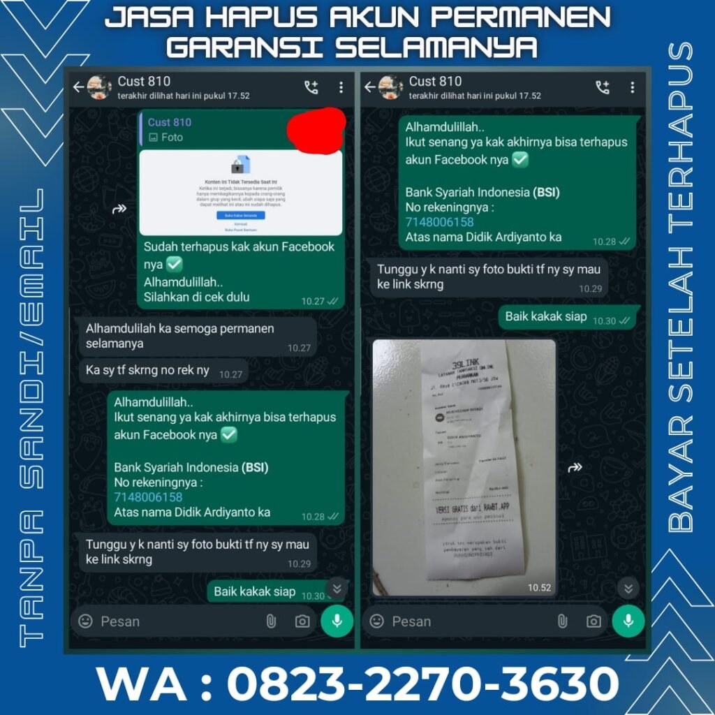 Jasa hapus akun sosmed permanen garansi selamanya