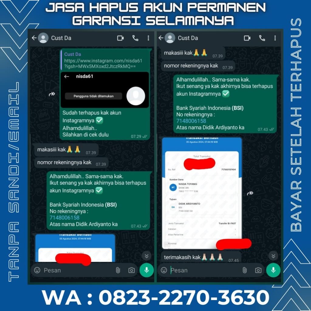 Jasa hapus akun sosmed permanen garansi selamanya